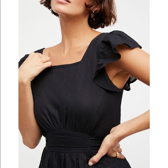 Free People Linen Cotton Open Back Midi Sun Dress - Picture 2 of 7